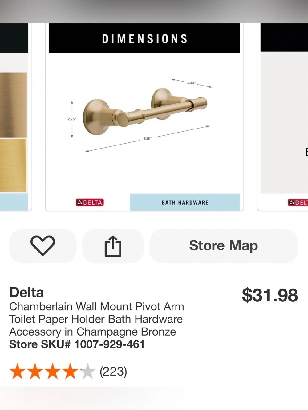 New Delta Chamberlain Champagne Bronze Toilet Paper Holder